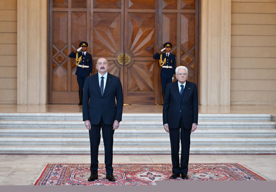 Official welcome ceremony held in Baku for President of Italy Sergio Mattarella