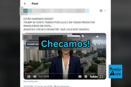 É falso que Trump tenha anunciado que vai taxar produtos brasileiros em 100% por se sentir traído por Lula
