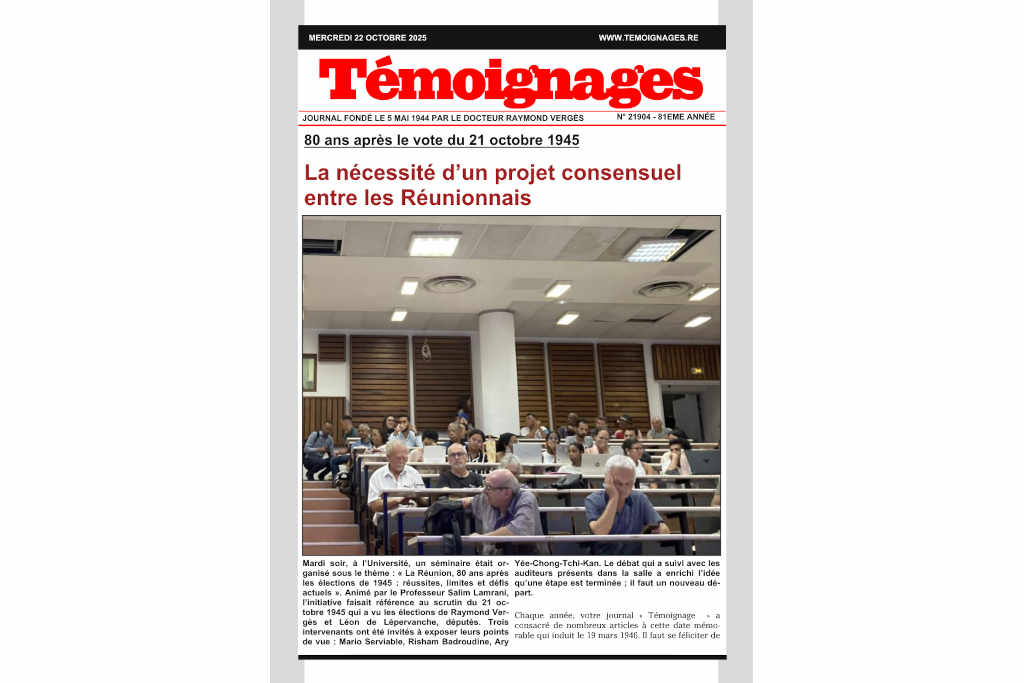 Témoignages n°21904 du mercredi 22 octobre 2025 - 81e année