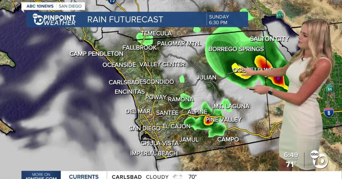 San Diego's Forecast for Sunday, August 9: Thunderstorm chances picking up the next few afternoons!