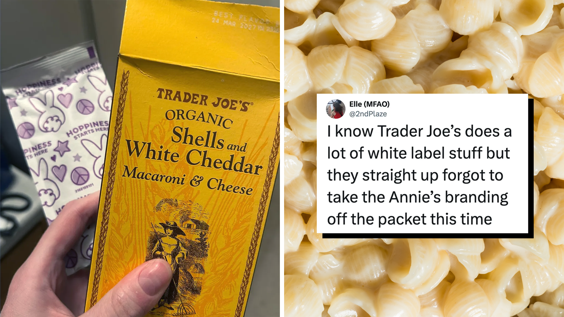 “Forgot to white label”: Trader Joe’s customer opens mac and cheese. Then she spots the bunny on the packet