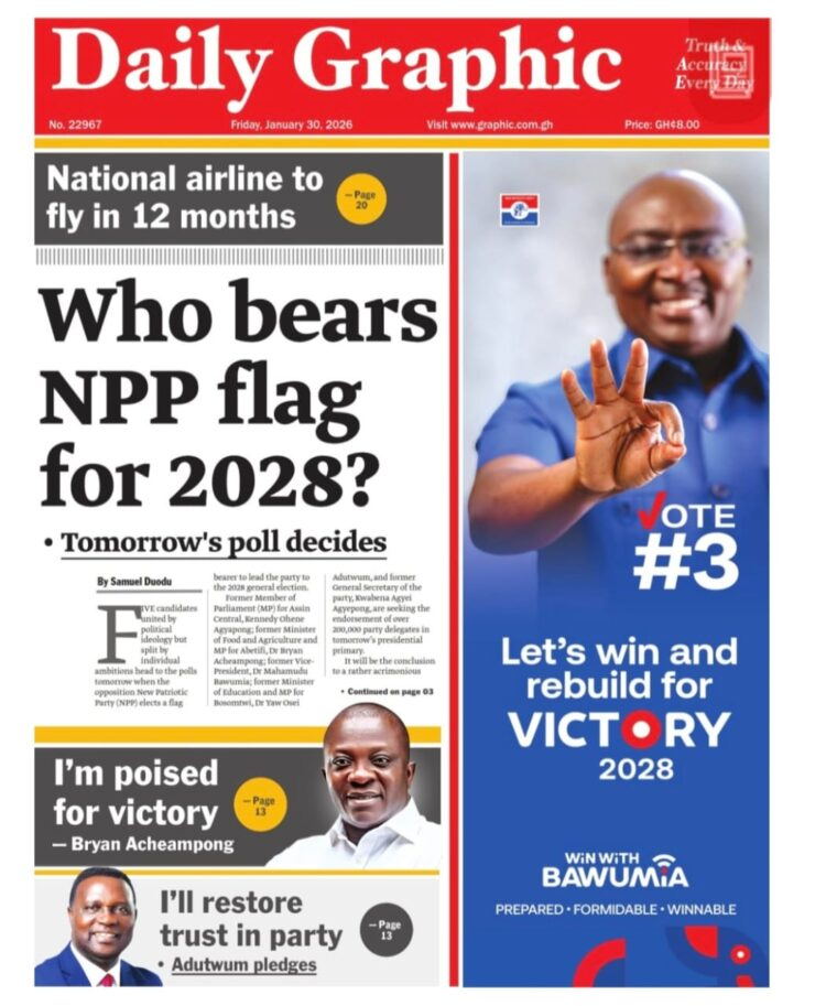 Today’s Front pages : Friday, January 30, 2026