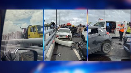 Several injured in major truck accident on Demerara River Bridge