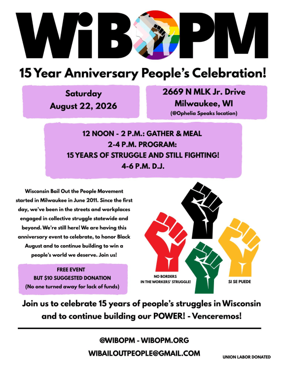 WI BOPM 15th Anniversary Celebration in Milwaukee August 22, 2026!
