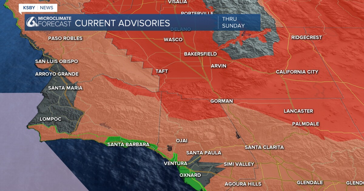 Interior valleys will stay hot on Sunday, coastal communities will stay cooler