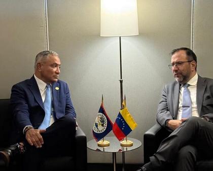 PM Briceño and Venezuelan Foreign Minister discuss bilateral matters at UN General Assembly