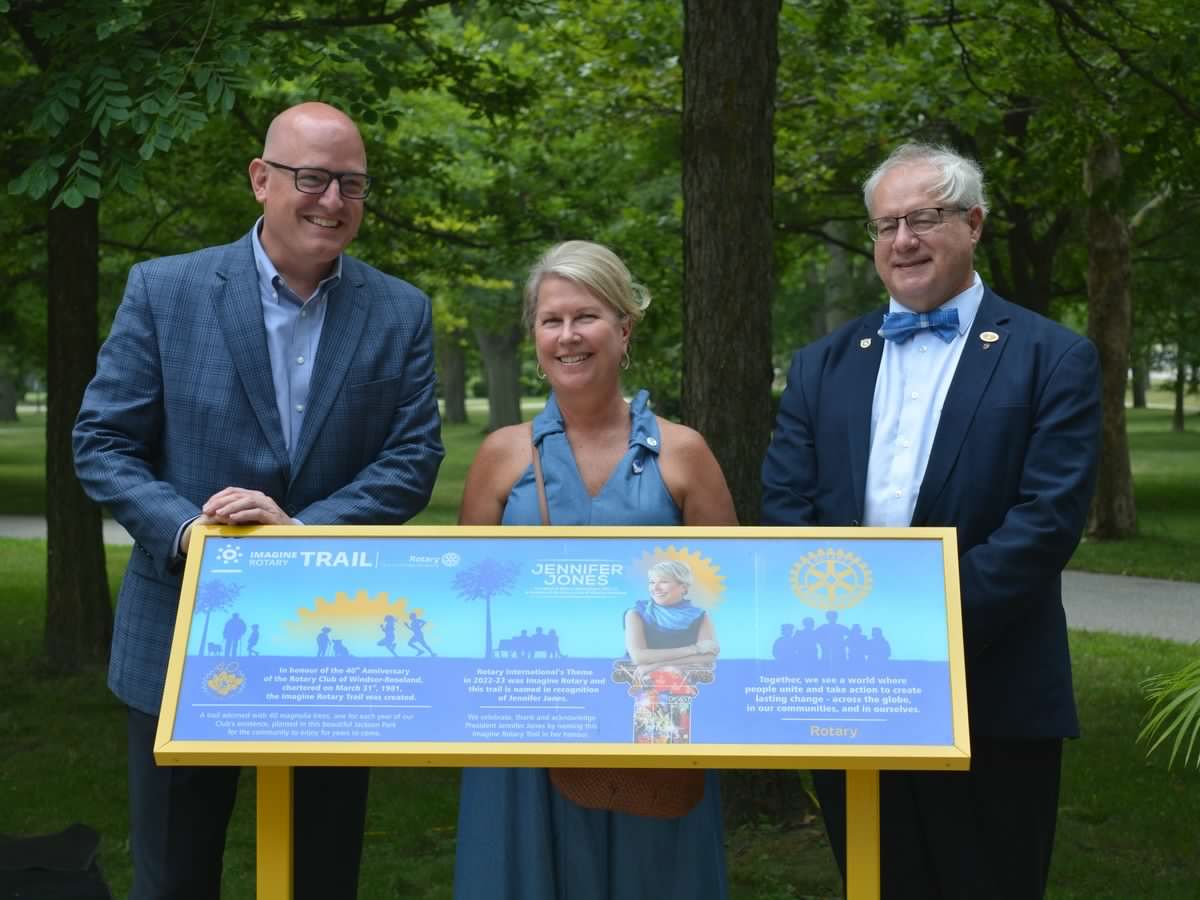 Rotary Club of Windsor-Roseland dedicates Jackson Park trail to first female president