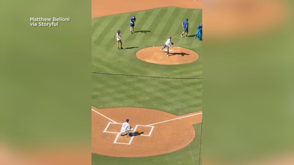 Rob Reiner’s kids throw first pitch at Dodgers game