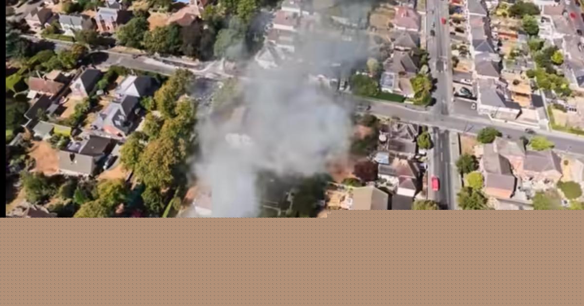 Drone image captures smoke from house fire