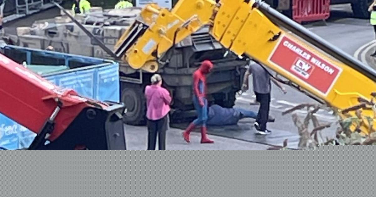 PHOTOS: Suited up Spider-Man seen outside Fanum House as filming takes place