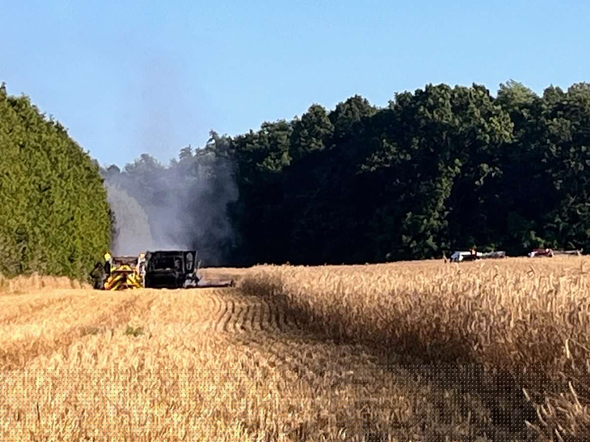 Fire destroys combine in Simcoe