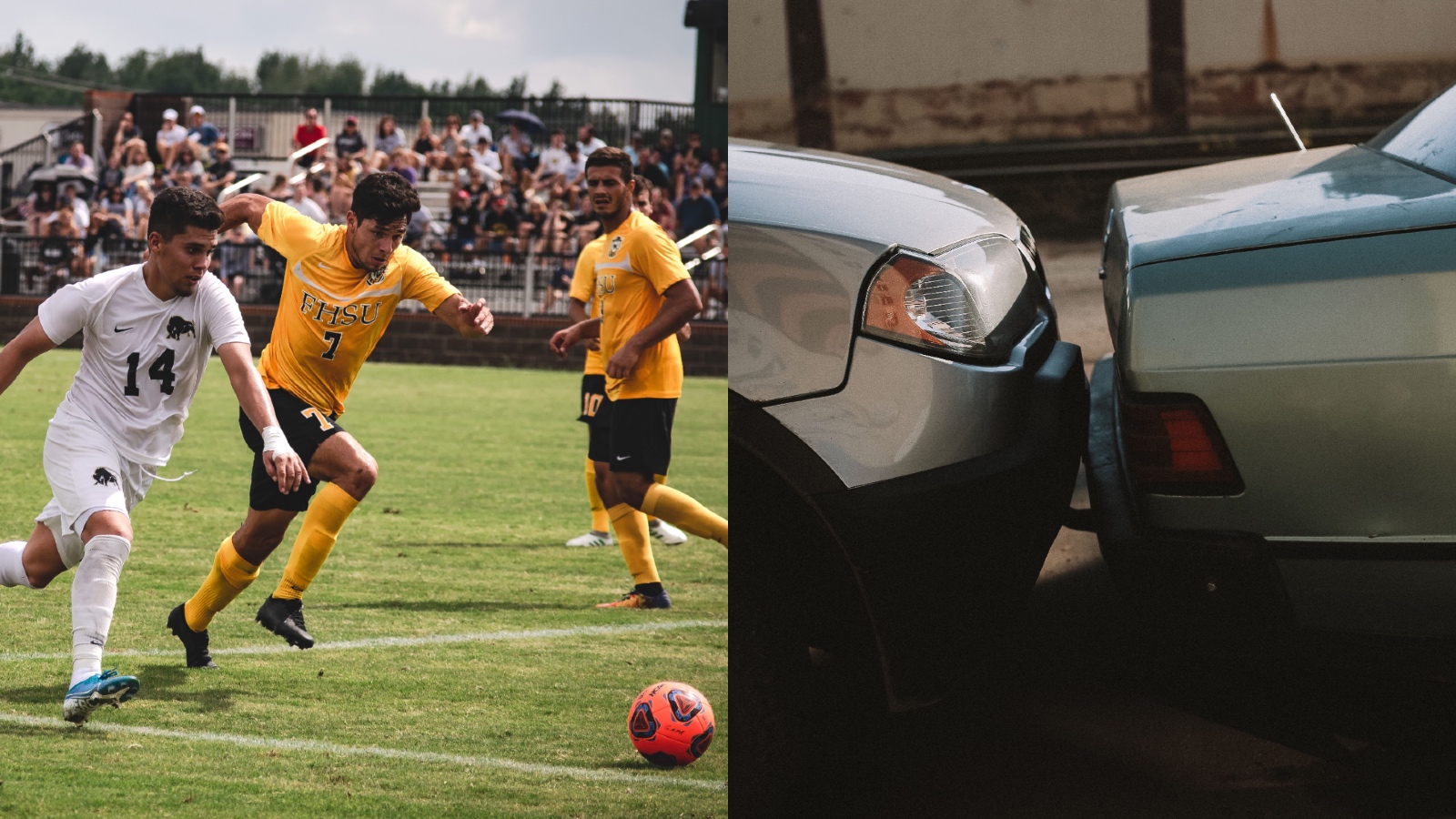 Soccer match goes viral after loose ball flies into traffic and causes crash