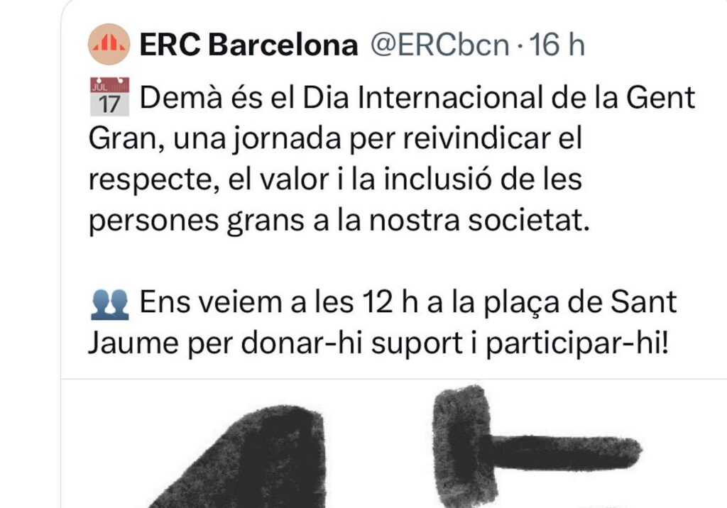 Allau de crítiques a ERC Barcelona per haver reivindicat l’1-O com a dia de la gent gran