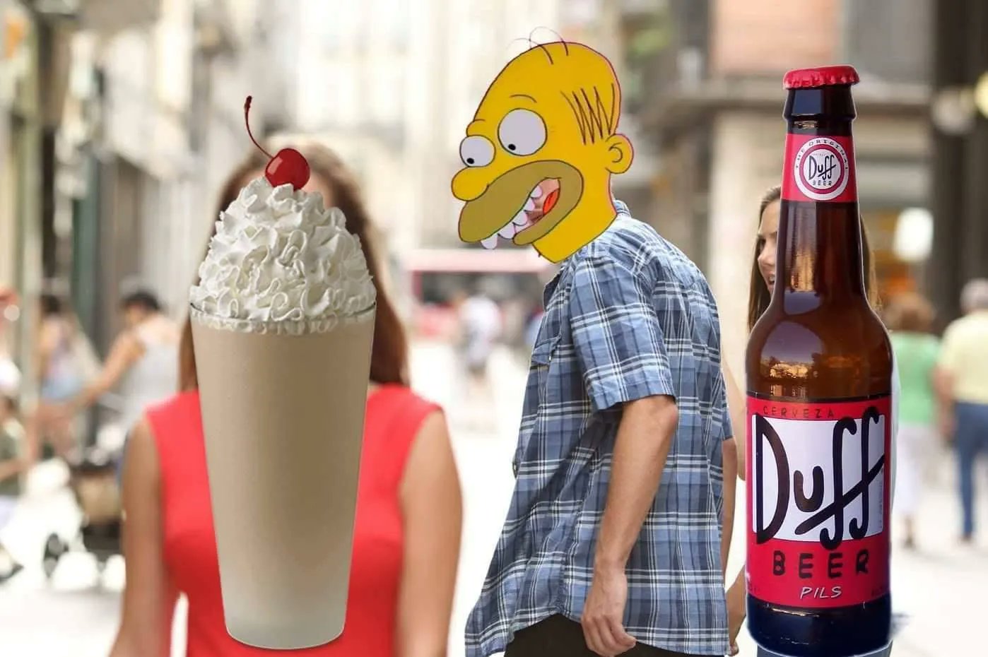 Distracted Boyfriend - Let's all go out for frosty chocolate milkshakes!