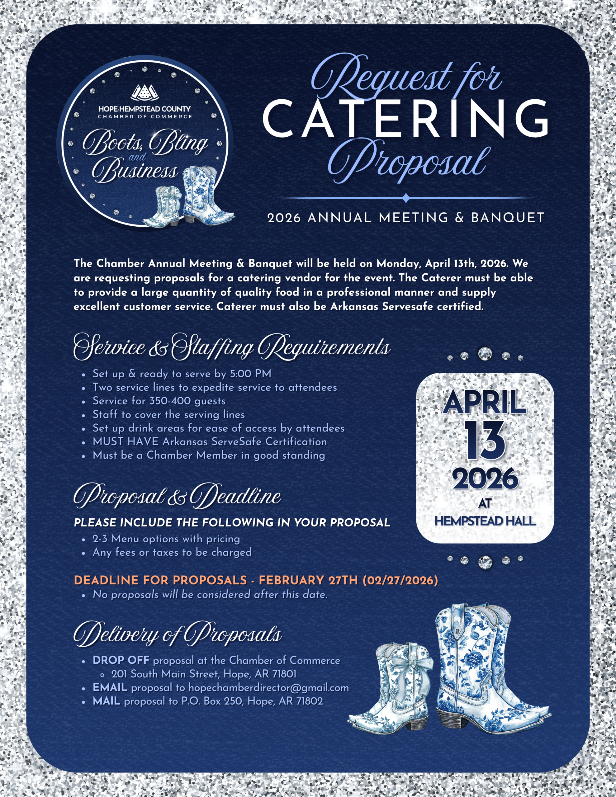 Request for catering proposals – Chamber Annual Meeting & Banquet