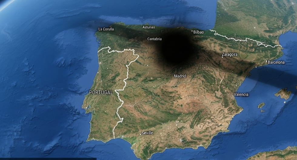 Mapa del eclipse solar total en España hoy, 12 de agosto: trayectoria y franja de totalidad