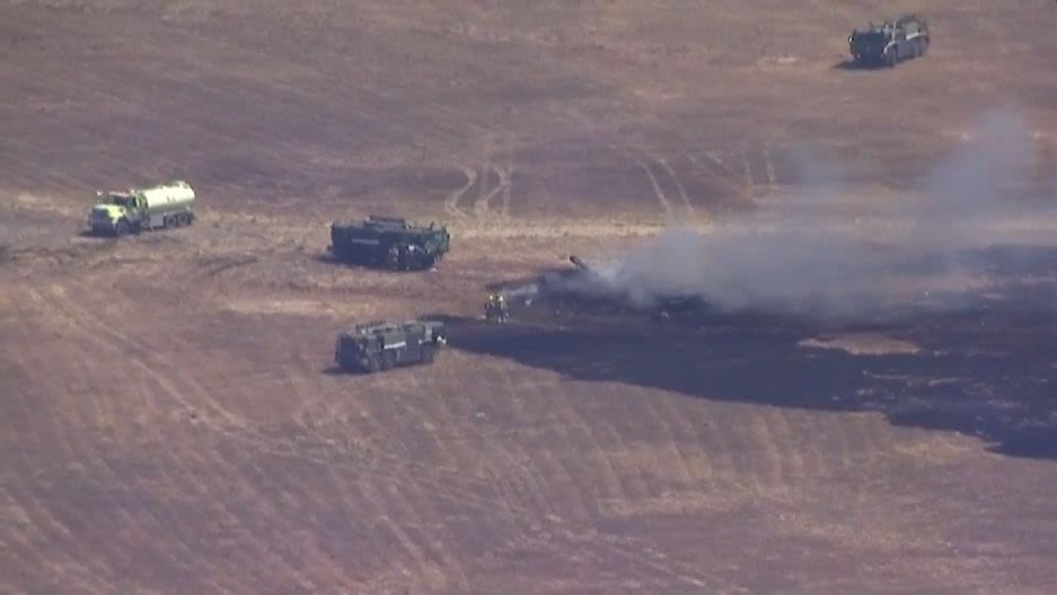 Military F-35B fighter jet crashes and burns at California Marine Corps base