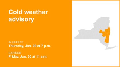 Cold weather advisory affecting New York until Friday midday — wind chills as low as -25