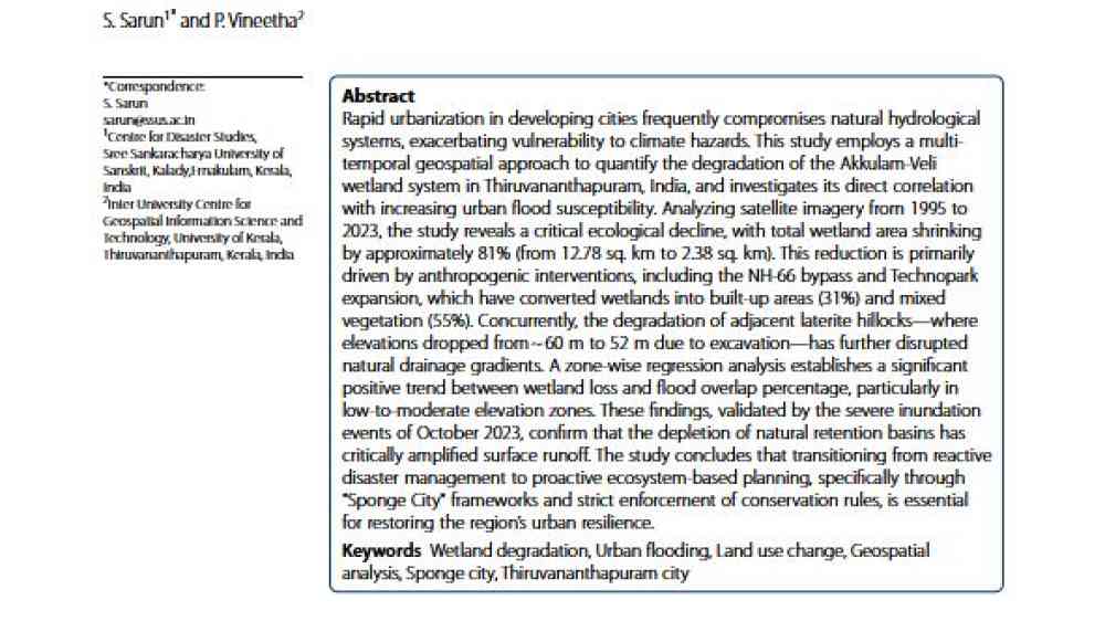 Spatiotemporal analysis of the linkage between environmental degradation and flood susceptibility in an urban tropical wetland ecosystem