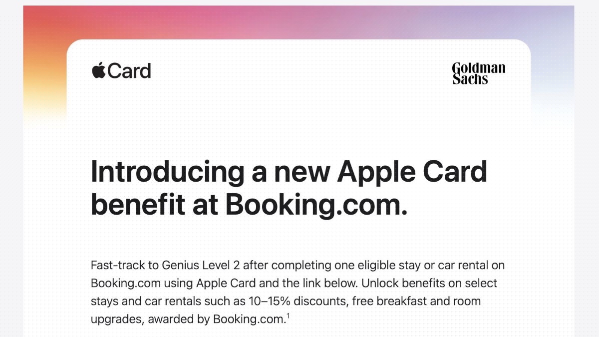 Apple announces an Apple Card promo with booking.com