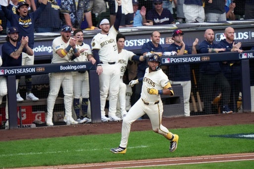 Brewers’ Chourio undergoes MRI but stays upbeat after leaving NLDS Game 1 with hamstring tightness