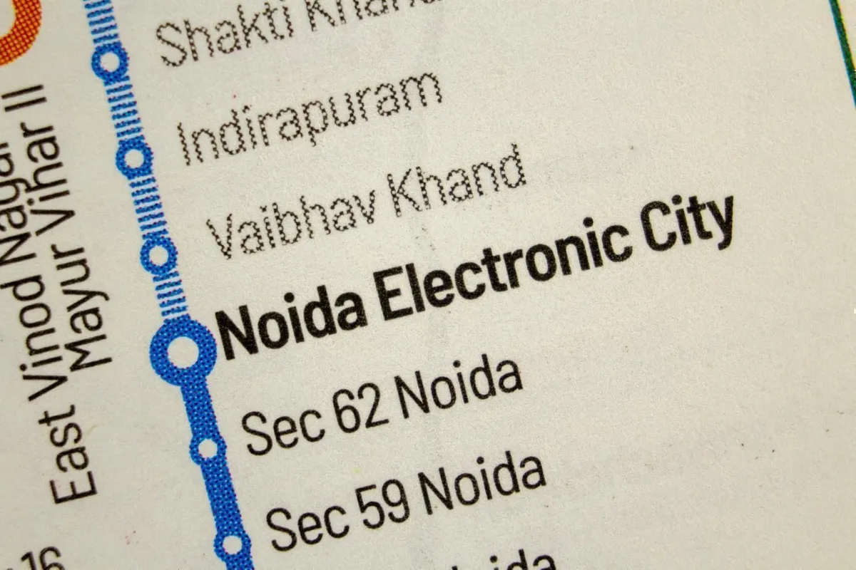 Noida Electronic City Metro Station on Blue Line of Delhi Metro