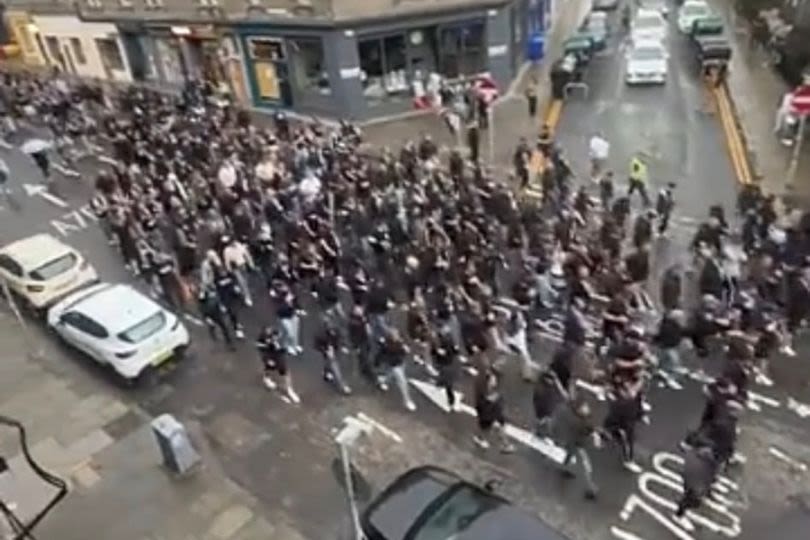Sturm Graz fans march through Edinburgh with police escort ahead of Hearts clash