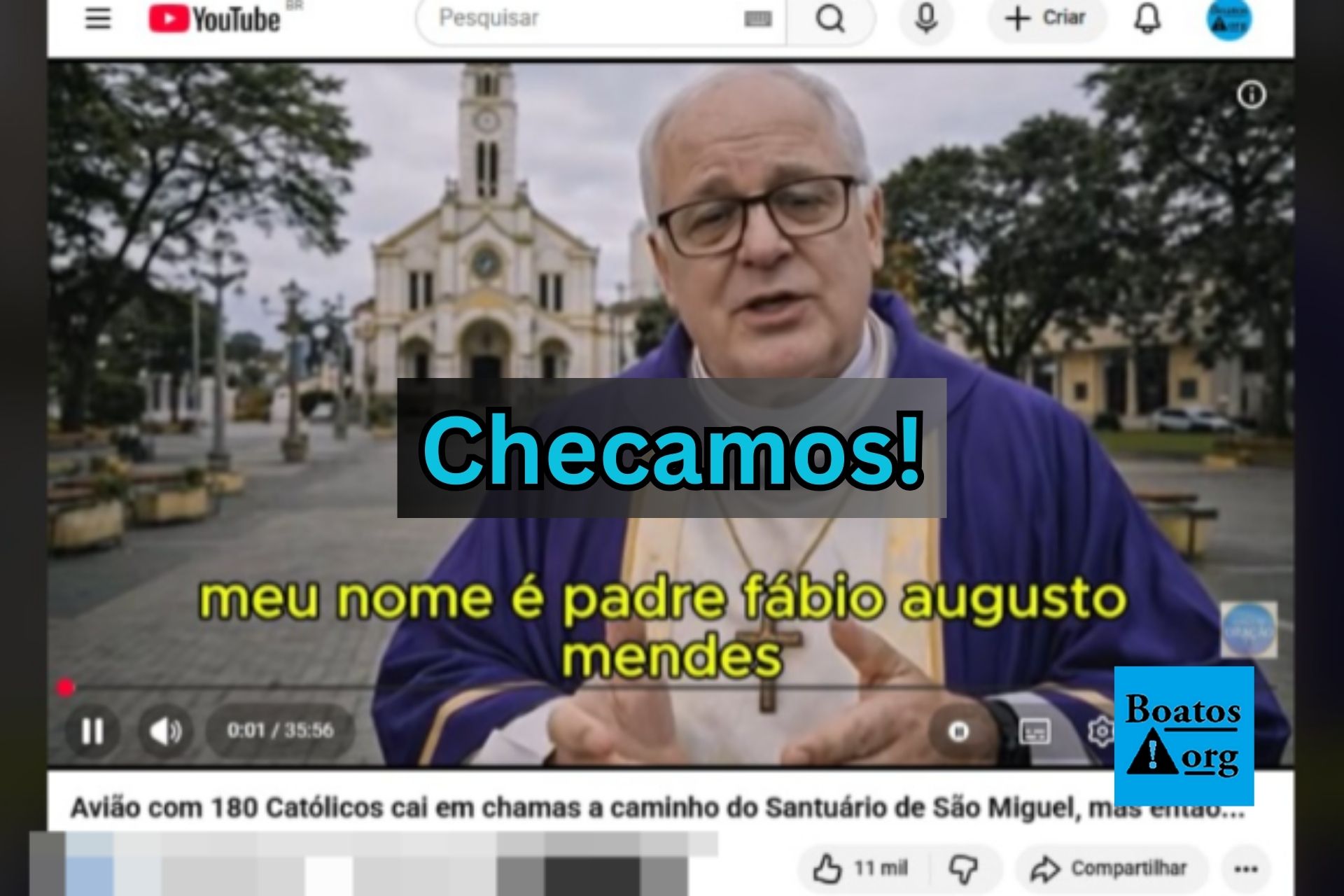 É falso que avião com 180 católicos caiu no Monte Gargano e padre se salvou