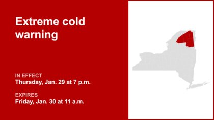 Extreme cold warning for North Country until Friday midday — dangerous wind chills expected