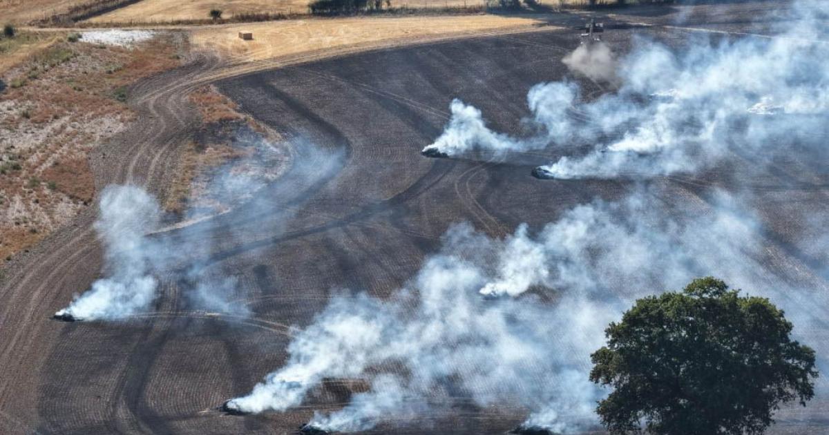 More than 50 firefighters tackle huge fire in field