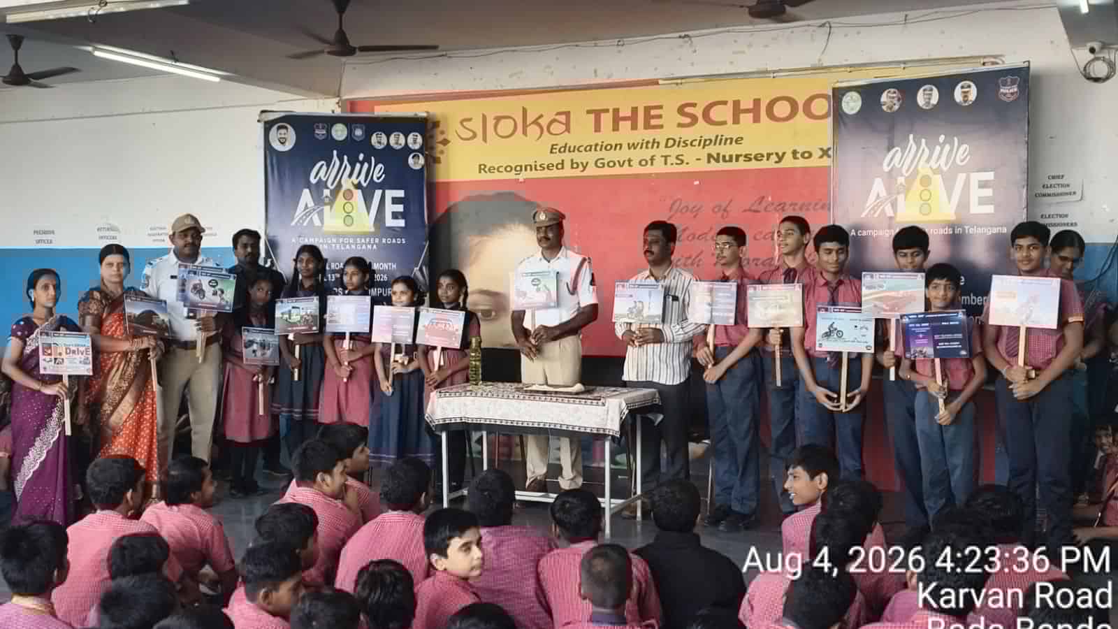 Hyderabad police spread road safety awareness at Sloka School