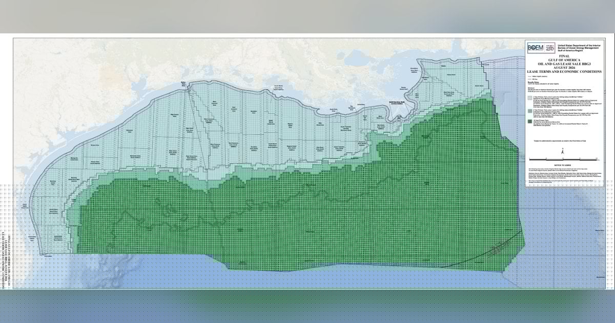 BBG3 Lease Sale Awards 59 Gulf of America Blocks to 16 Firms
