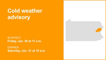 Cold weather advisory for Carbon and Monroe counties until Saturday morning – subzero wind chills