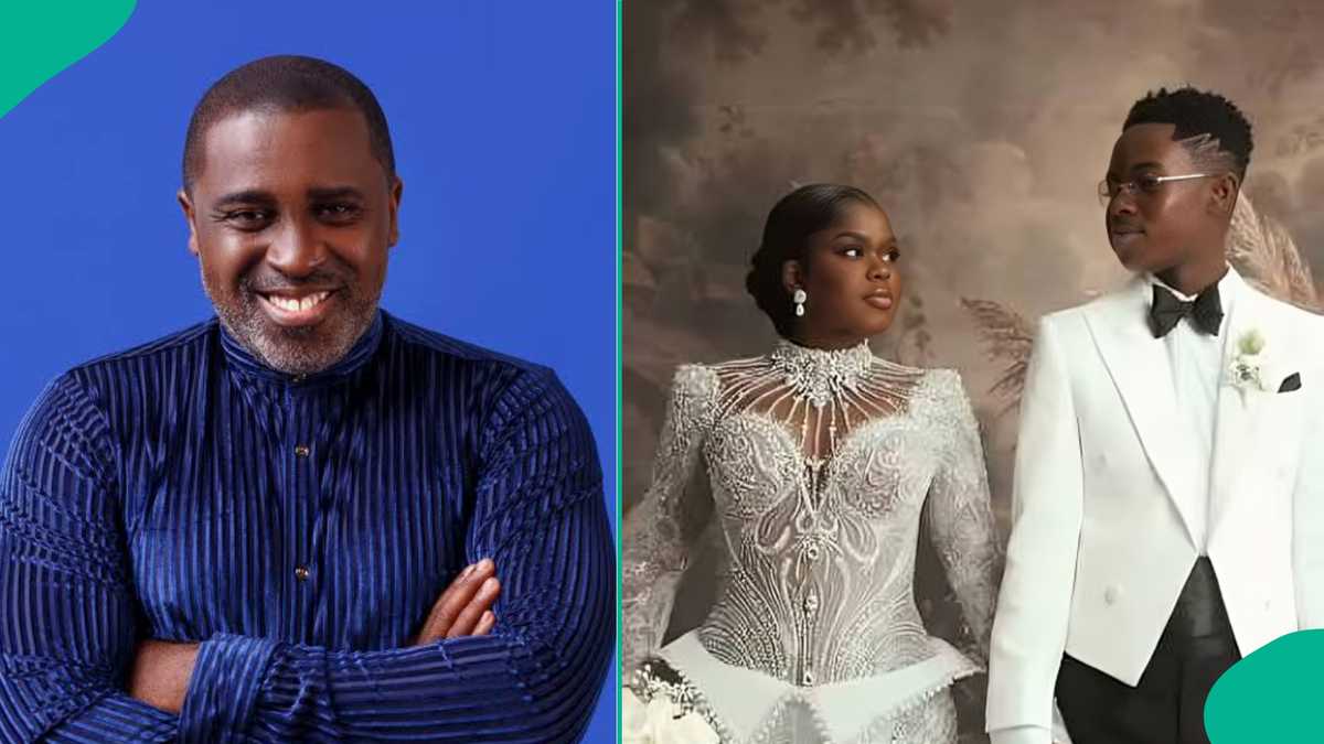 Frank Edoho reacts after he was asked to give marriage advice to Peller and Jarvis