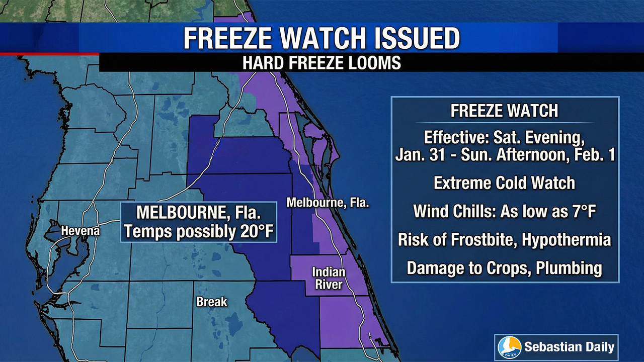 Freeze watch issued for east-central Florida as hard freeze looms