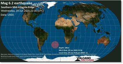 Shallow 6.2-magnitude quake hits southern Mid-Atlantic Ridge: USGS