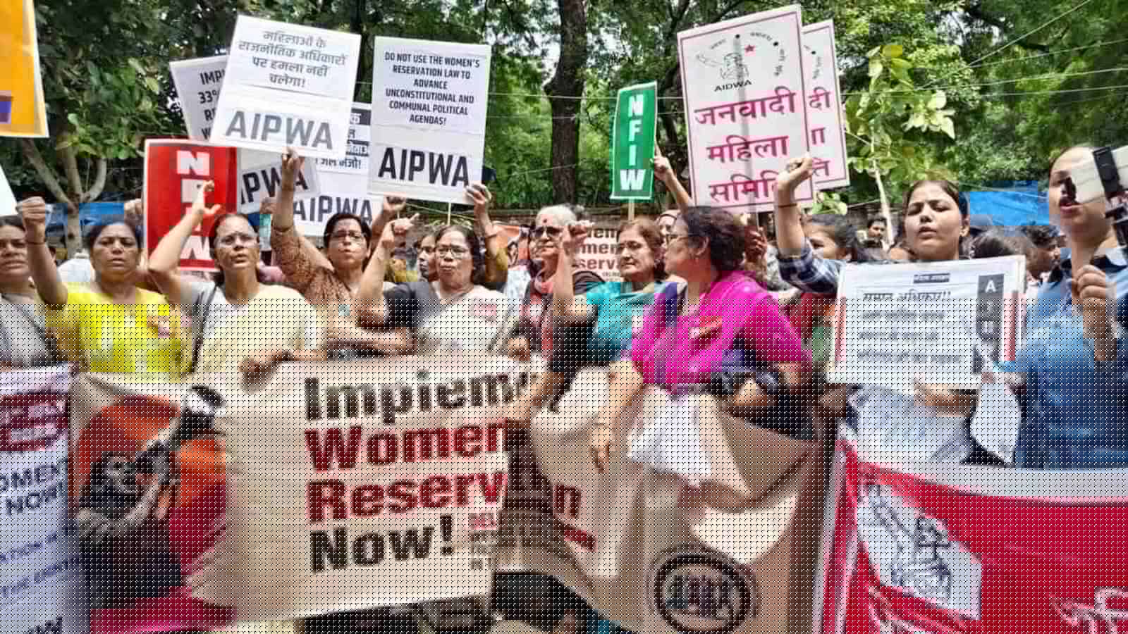 Women protest in Delhi seeking reservation without delimitation link
