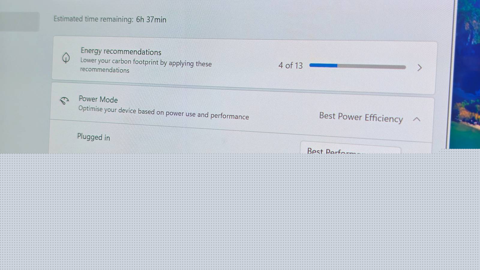 My laptop was plugged in, but Windows was still holding it back until I switched this setting