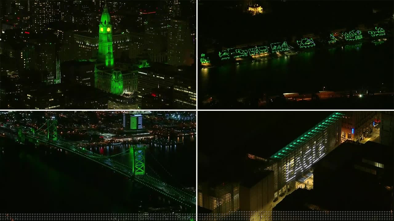 Go Birds!: Philadelphia skyline lights up green ahead of Eagles season opener