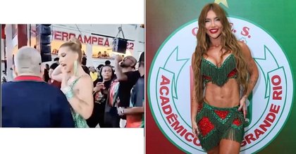 A reação de Virginia ao ser repreendida por presidente de escola de samba