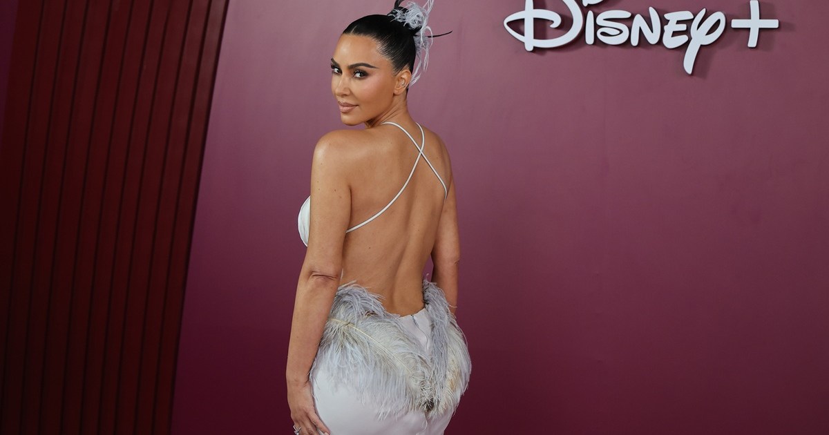 Kim Kardashian Rocks Black Lace Outfit for SKIMS