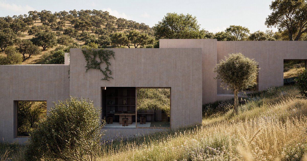 domestic archipelago of nine houses unfolds across portugal’s cork-oak landscape