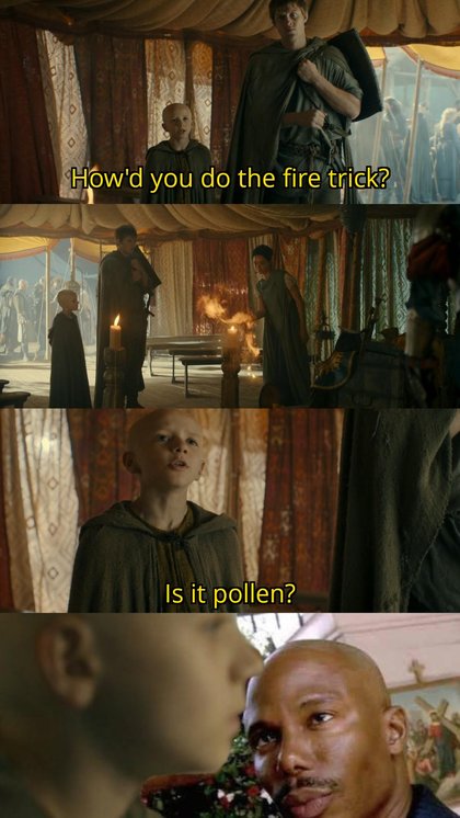 /r/freefolk - Egg is curious about fire tricks, I'm sure that won't come back to haunt the narrative... | /r/FreeFolk