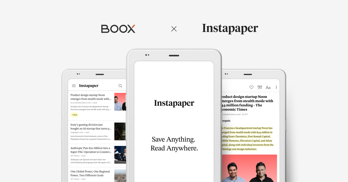 Instapaper now comes pre-installed on BOOX devices