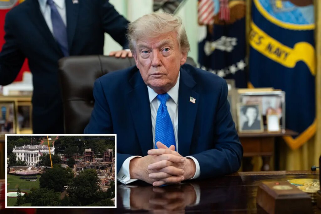 Trump posts image of fortified ‘drone port’ atop White House ballroom in rebuke to judges