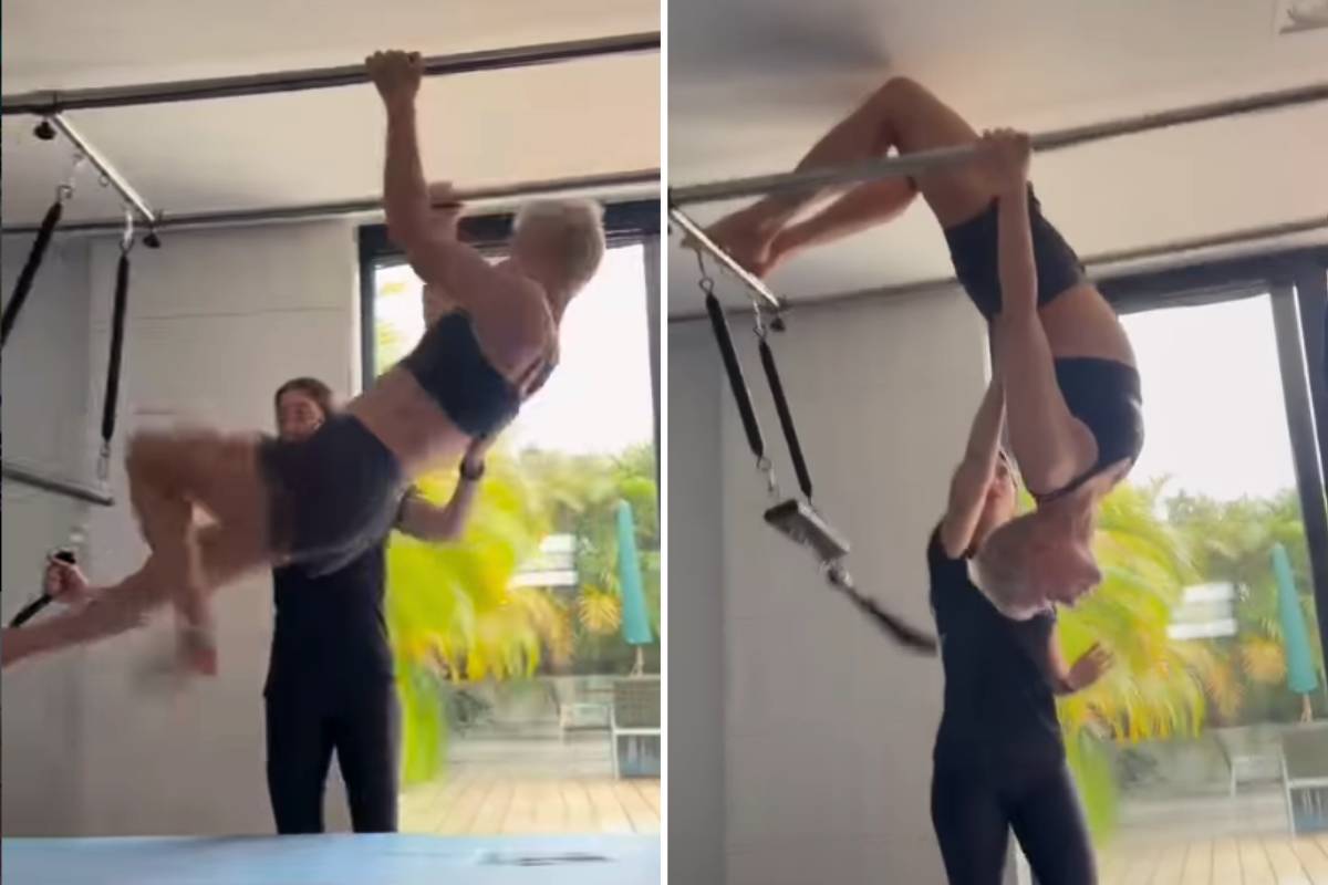 Xuxa mostra treino antes de prximo show e brinca: 'Virilha ok'