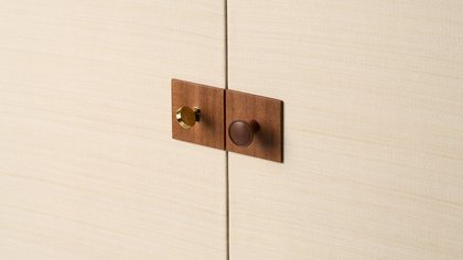 Svenskt Tenn reskins Josef Frank cabinets in horsehair for Standing Tall exhibition