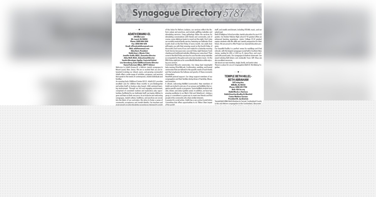 Synagogue Directory 5787