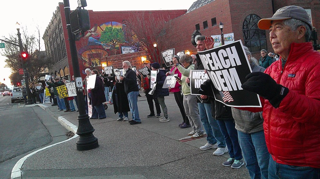 Hundreds attend ‘Impeach Kristi Noem’ rally at downtown Woodland’s Heritage Plaza