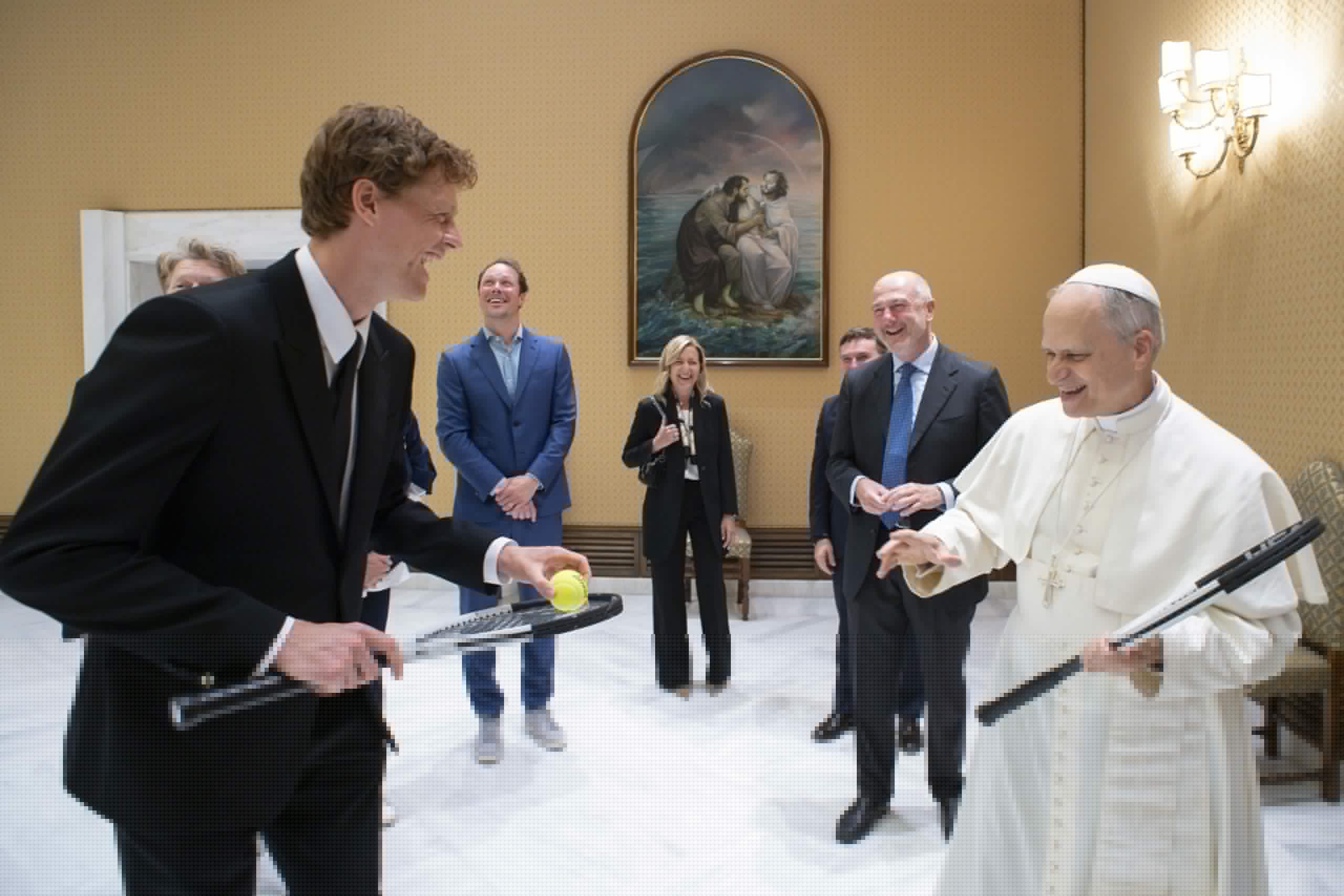 Tennis fan Pope Leo XIV meets world’s No. 1 player Jannik Sinner at the Vatican